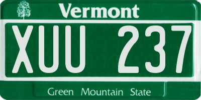 VT license plate XUU237