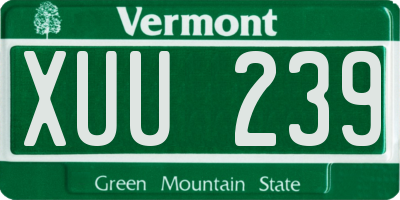 VT license plate XUU239