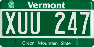 VT license plate XUU247