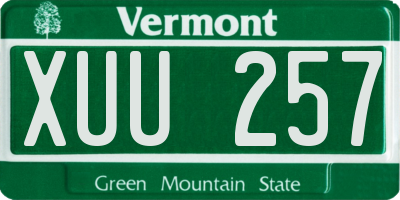 VT license plate XUU257