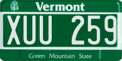 VT license plate XUU259