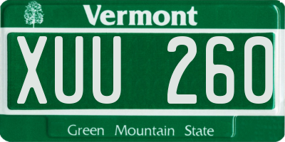 VT license plate XUU260