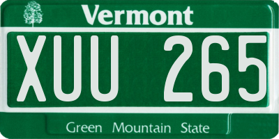 VT license plate XUU265