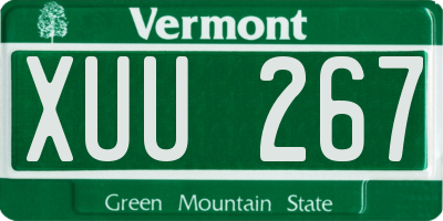VT license plate XUU267