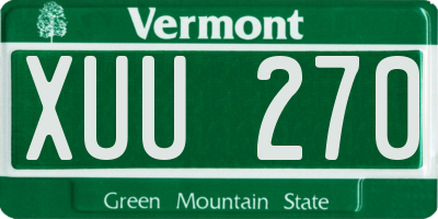 VT license plate XUU270