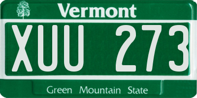 VT license plate XUU273