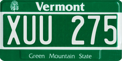 VT license plate XUU275