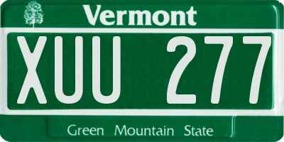 VT license plate XUU277