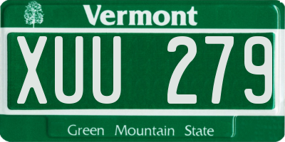 VT license plate XUU279