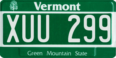 VT license plate XUU299