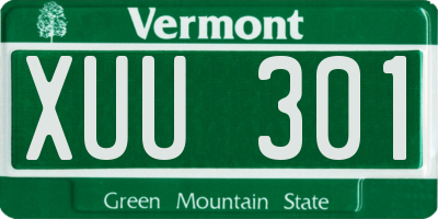 VT license plate XUU301