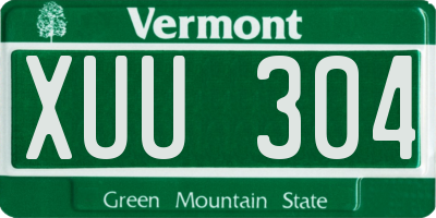VT license plate XUU304