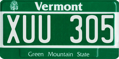 VT license plate XUU305