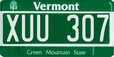 VT license plate XUU307