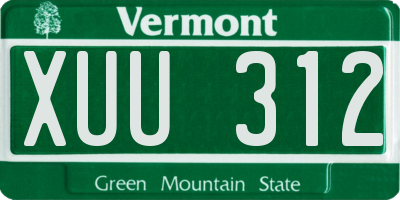 VT license plate XUU312