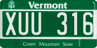 VT license plate XUU316