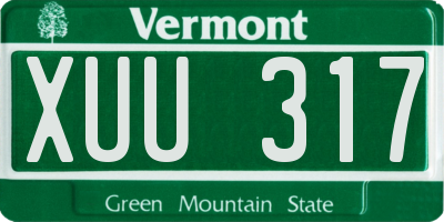 VT license plate XUU317