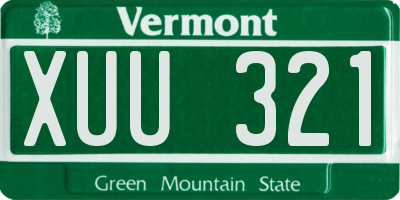 VT license plate XUU321
