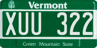 VT license plate XUU322