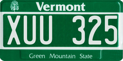 VT license plate XUU325