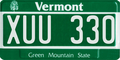 VT license plate XUU330
