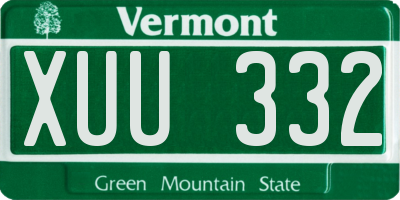 VT license plate XUU332