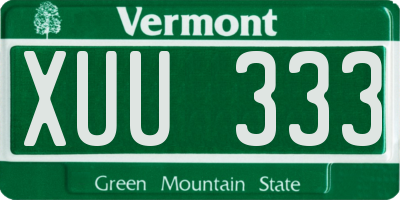 VT license plate XUU333