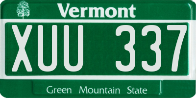 VT license plate XUU337
