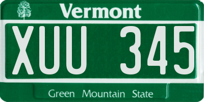 VT license plate XUU345