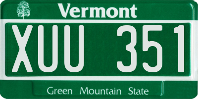 VT license plate XUU351