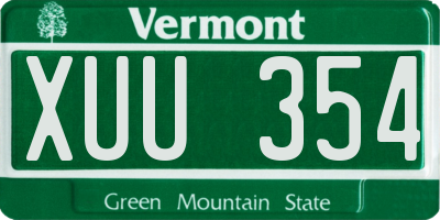 VT license plate XUU354