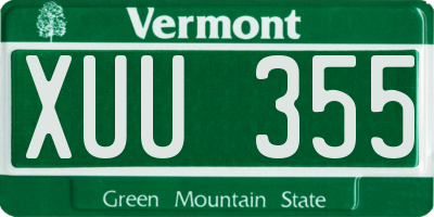 VT license plate XUU355