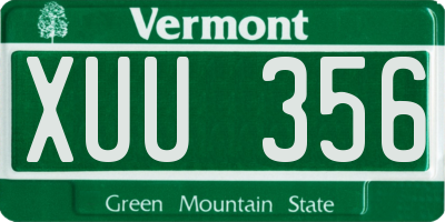VT license plate XUU356