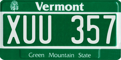 VT license plate XUU357