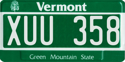 VT license plate XUU358