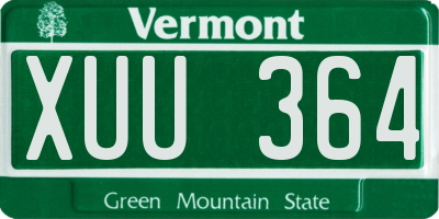 VT license plate XUU364