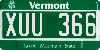 VT license plate XUU366
