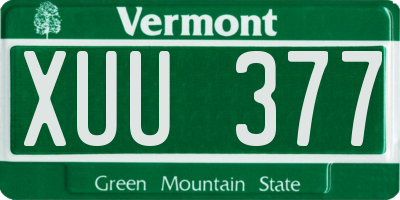 VT license plate XUU377