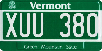 VT license plate XUU380