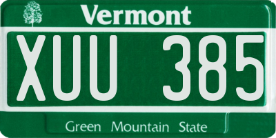 VT license plate XUU385