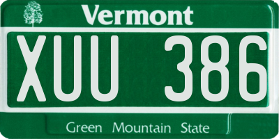 VT license plate XUU386