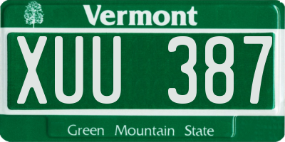 VT license plate XUU387