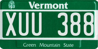 VT license plate XUU388