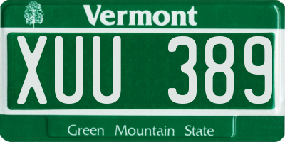 VT license plate XUU389