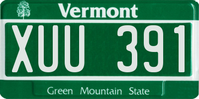 VT license plate XUU391