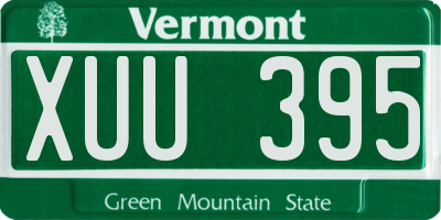 VT license plate XUU395