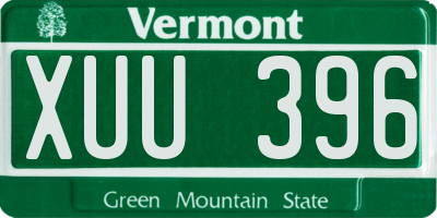 VT license plate XUU396
