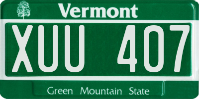 VT license plate XUU407