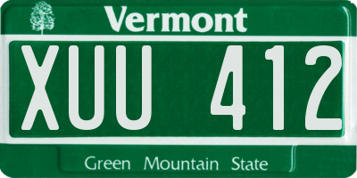 VT license plate XUU412
