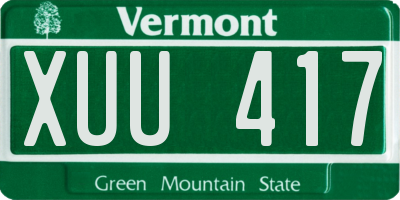 VT license plate XUU417